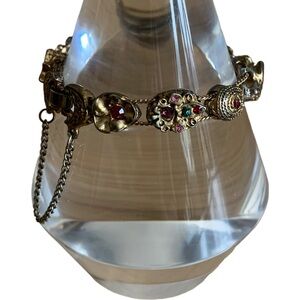 Vintage Victorian Revival Slide Charm Faux Pearl & Crystal Woman’s Bracelet